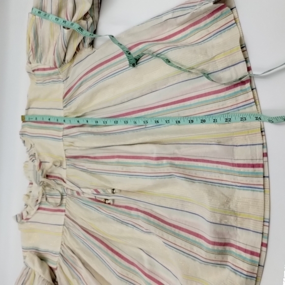PEYTON & Parker Boho Ruffle Sleeve Multi-Striped Tie Top Size Large - Picture 10 of 11